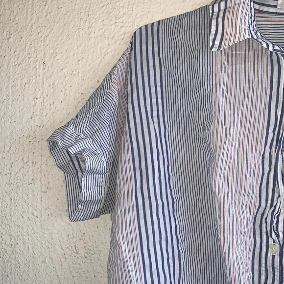 Madewell Short-Sleeve Tie-Front Shirt in Rawley Stripe Size Medium - Picture 5 of 9